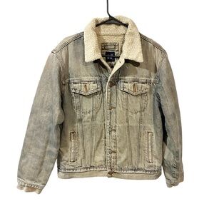 Vintage Gap Jean Jacket Mens Blue Denim Sherpa Lined Work Force Medium